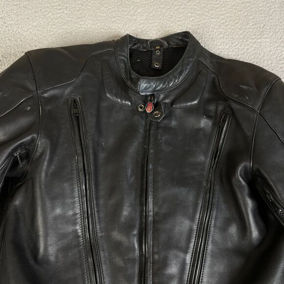 First Gear Leather Jacket Mens 42 S-Pilot Mesh Lined Biker Motorcycle Moto Coat - Picture 3 of 16